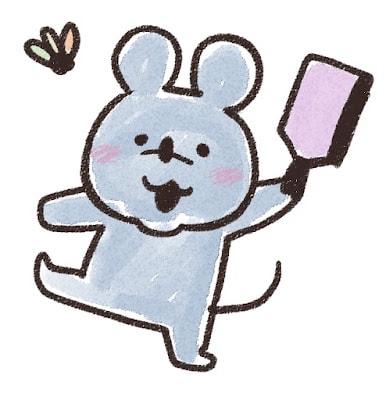 羽つきをするネズミのイラスト(子年)